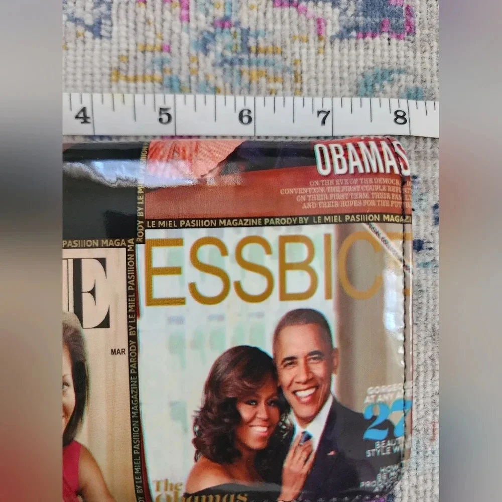 Barack & Michelle Obama Magazine Cover Wallet Glossy Zip Clutch Fashion Wallet
